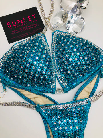 Ships ASAP Full Bling / Teal Crystal Multi