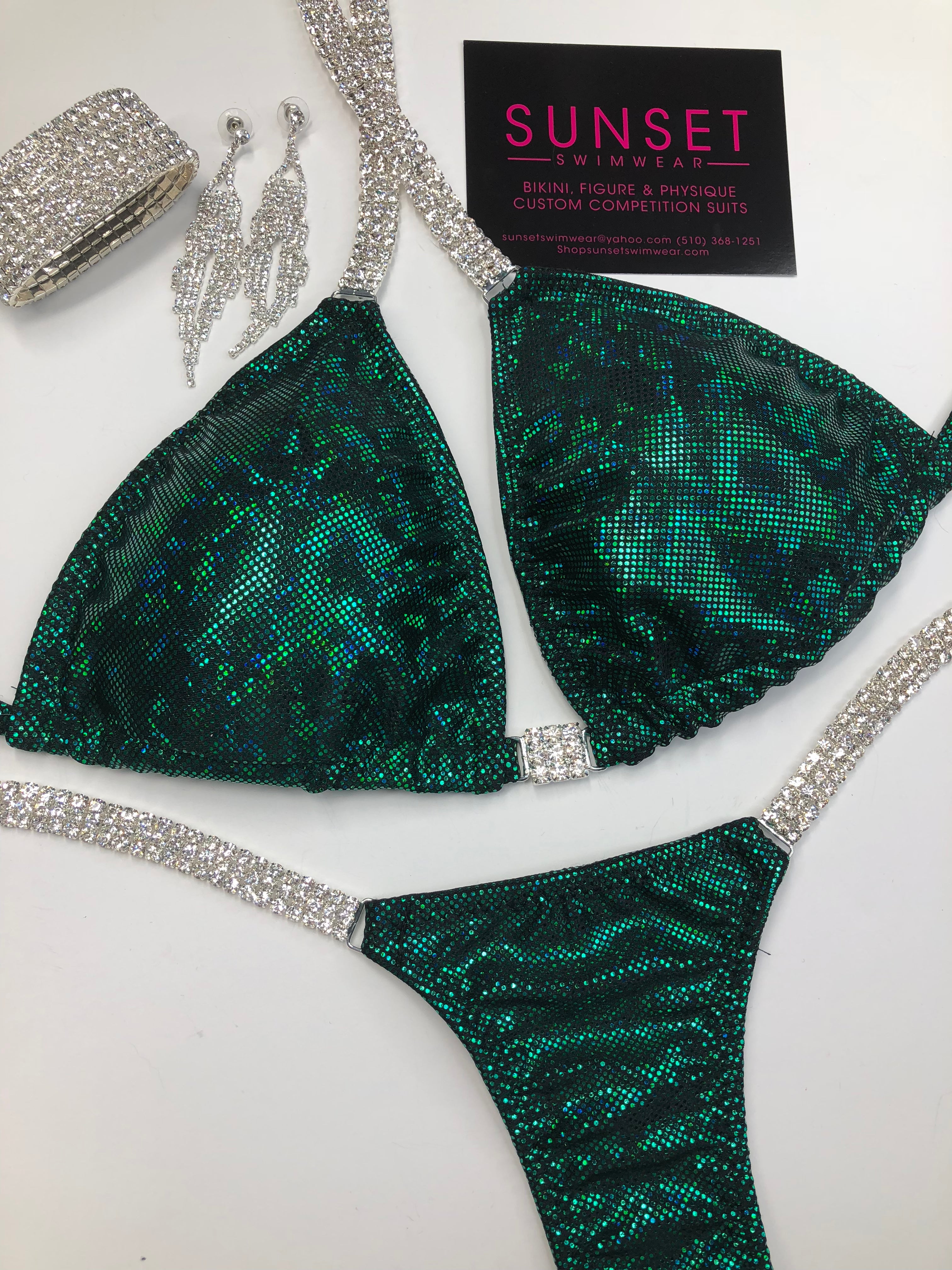 Basic Competition Bikini Emerald Green Shattered Glass